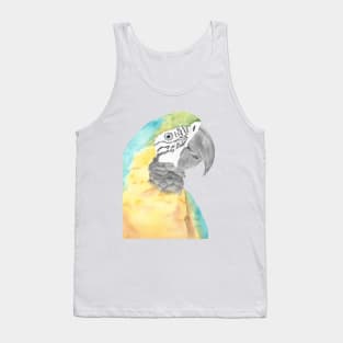 blue and gold macaw watercolor portrait bird parrot Tank Top